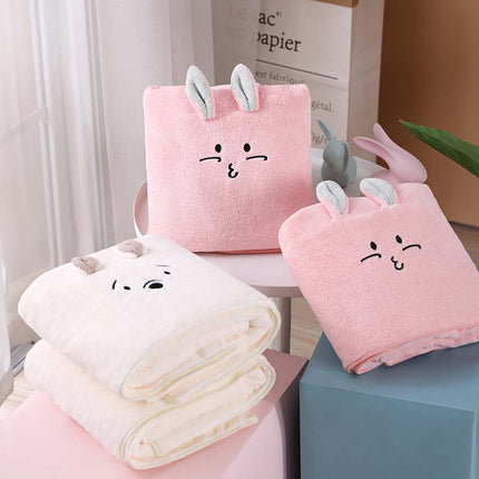 Animal Embroidered Hypoallergenic Quick Drying Unisex Bath Towels for Baby （1 pcs）