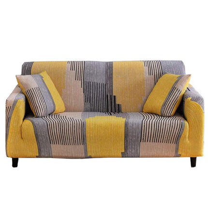 Muster Sofa Slip cover Stretch-Arm-Stuhl Großes Sofa Slip cover Leder Möbel Protector mit 2 Kissen bezügen für 3-Sitz-Sofa gelblich-braun