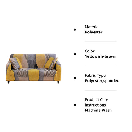 Рисунок дивана Чехол Эластичное кресло Большой диван Чехол Кожаный Мебельный Протектор с 2 наволочками для 3-местного дивана Желтовато-коричневый