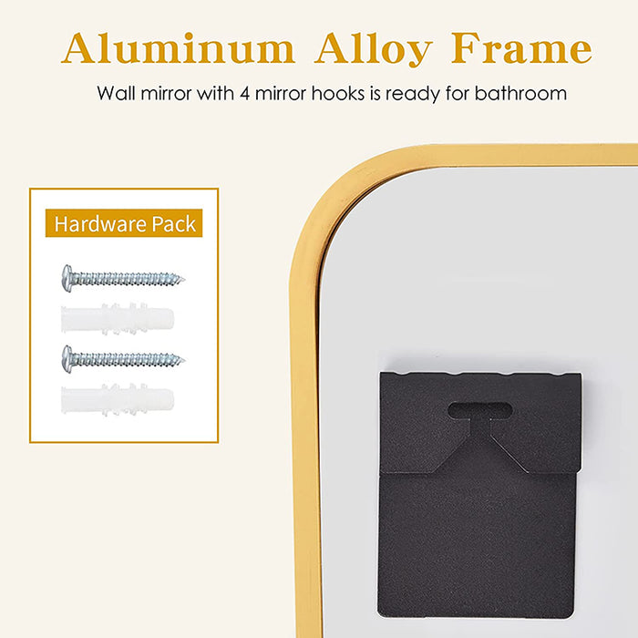 Vanity Mirror Aluminum Alloy Frame Bathroom Wall Mirrors with Rounded Corner