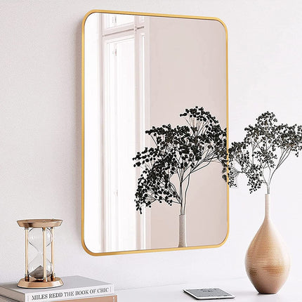 Vanity Mirror Aluminum Alloy Frame Bathroom Wall Mirrors with Rounded Corner