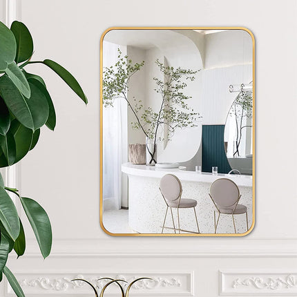 Vanity Mirror Aluminum Alloy Frame Bathroom Wall Mirrors with Rounded Corner
