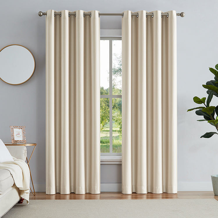 Melodieux Elegant Cotton Room Darkening Blackout Curtains for Living Room  Bedroom Thermal Insulated Grommet Drapes, 52 by 84 Inch, Grey (1 Panel)