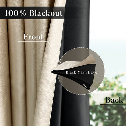 Сплошной цвет теплоизоляцией шторы бежевый плотные шторы с черной подкладкой для спальни (2 панели)