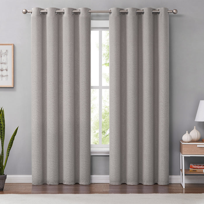 96 Inches Long Green Linen Blackout Curtains for Living Room Melodieux (2 Panels)