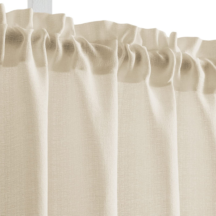 Melodieux Beige Semi Sheer Tier Curtains 36 Inch Length for Kitchen Cafe Bedroom Small Windows (2 Panels)