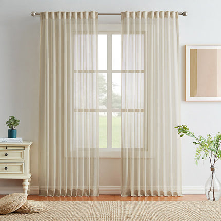 Soft Filtering Light Luxury Linen Back Tab Semi Sheer Curtains - Melodieux (2 Panels)