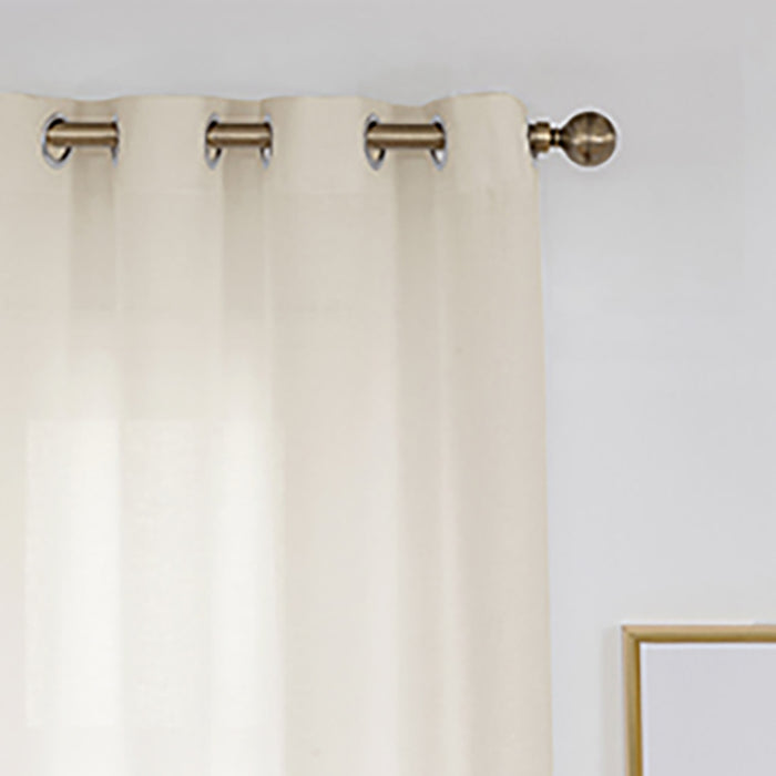 Elegant Living Room Window Voile Panels Natural Beige Sheer Curtains Melodieux(2 Panels)