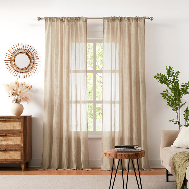Melodieux Transparent Sheer Voile Curtains with Multifunctional Tape （2Panels）