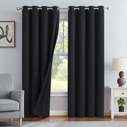100% Blackout Drapes Full Room Darkening Curtains For Living Room (2 Panels)