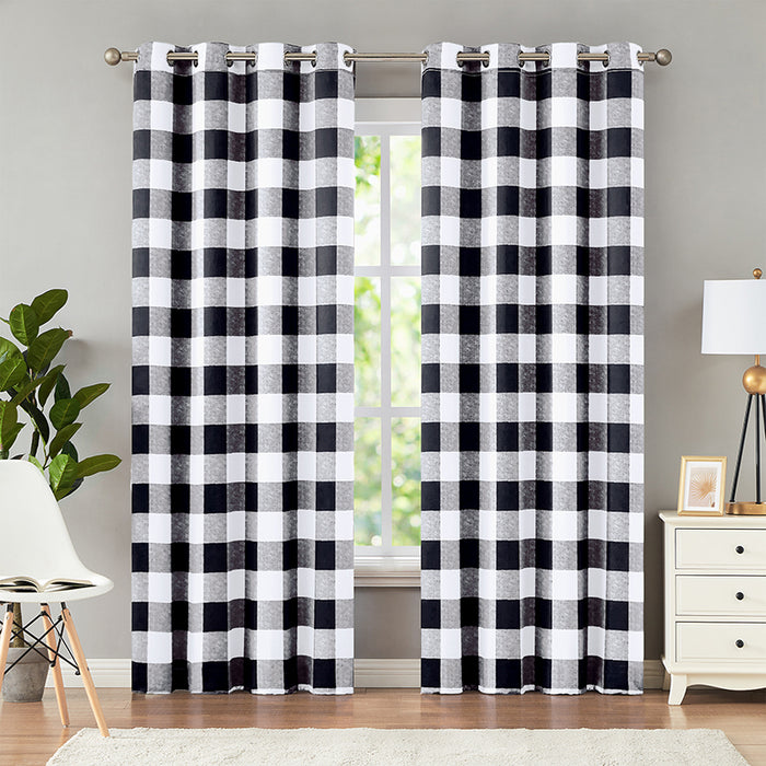 Buffalo Check Plaid Grommet Drapes Thermal Insulated Darkening Blackout Curtains (2 Panels)
