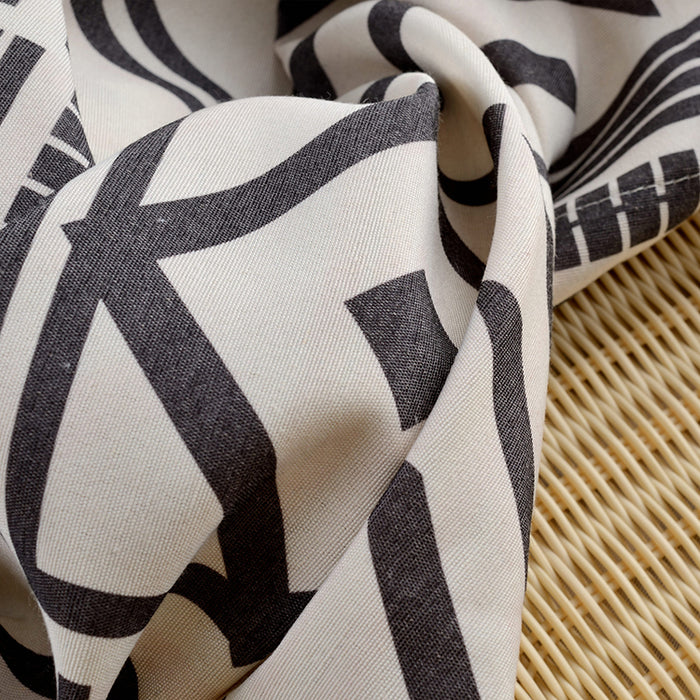 Black Geometric Pattern Room Darkening Grommet Curtains for Living Room Dining Room Bedroom (2 Panels)