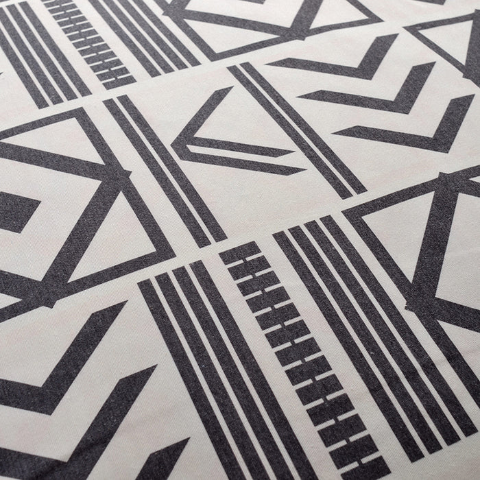 Black Geometric Pattern Room Darkening Grommet Curtains for Living Room Dining Room Bedroom (2 Panels)