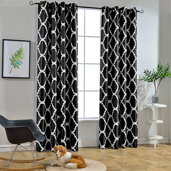 Moroccan Printed Room Darkening Blackout Curtains for Living Room Bedroom Melodieux (2 Panels)