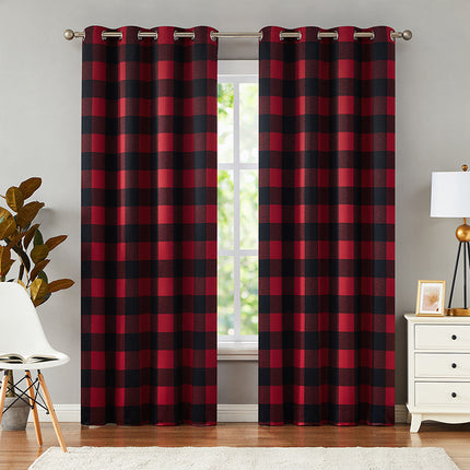 Vintage Decor Grommet Top Buffalo Check Blackout Curtains for Living Room (2 Panels)