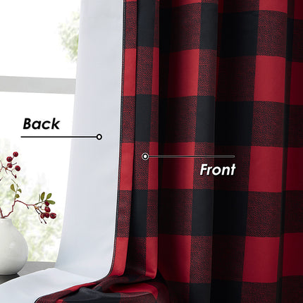 Buffalo Check Plaid Grommet Drapes Thermal Insulated Darkening Blackout Curtains (2 Panels)