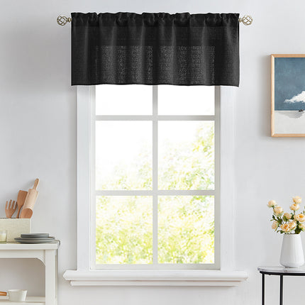Melodieux Semi Sheer Curtain Valance for Kitchen Linen Look Rod Pocket (1 Panel)