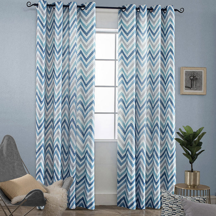 Melodieux Chevron Grommet Top Pattern Window Curtains for Living Room(1 Panel)