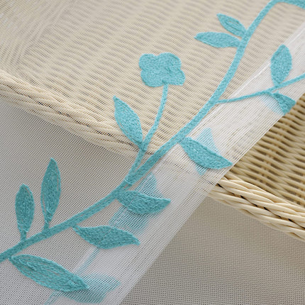 Melodieux Blume Stickerei Transparente Vorhänge für Wohnzimmer Bauernhaus Stil Rute Tasche Voile Drape(1 Panel)