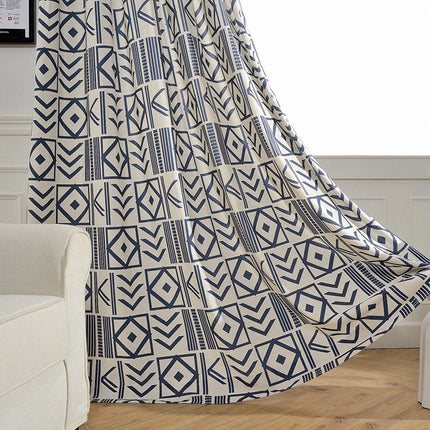 Schwarzes geometrisches Muster Zimmer Verdunkelung Öse Vorhänge für Wohnzimmer Esszimmer Schlafzimmer Melodieux (2 Paneele)