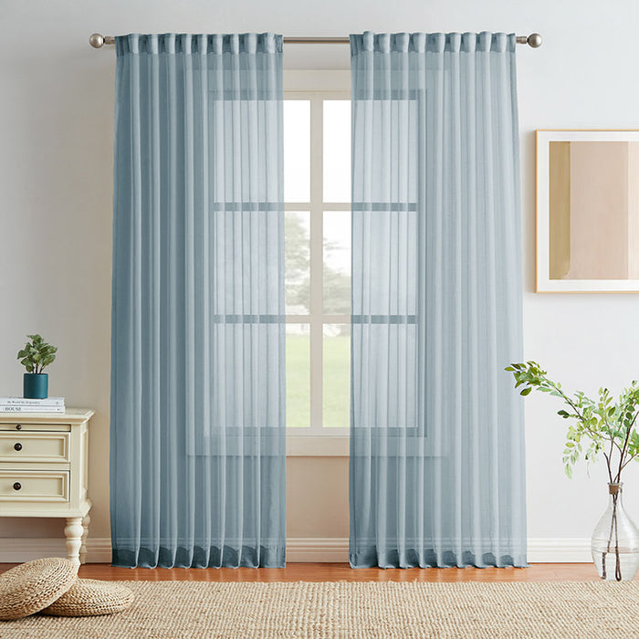 Soft Filtering Light Luxury Linen Back Tab Semi Sheer Curtains - Melodieux (2 Panels)