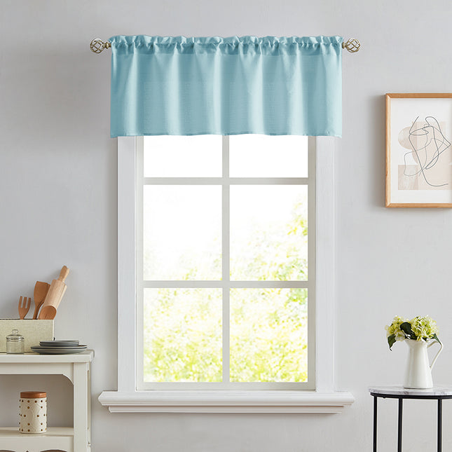 Melodieux Semi Sheer Curtain Valance for Kitchen Linen Look Rod Pocket (1 Panel)