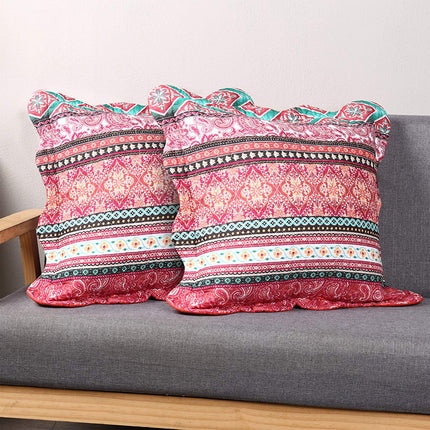 2 Pieces Striped Bohemian Style Cotton Throw Pillow Covers 18x18 Inch