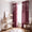 White Flower Grommet Window Drape Burgundy Blackout Embroidered Linen Curtains for Living Room (1 Panel)