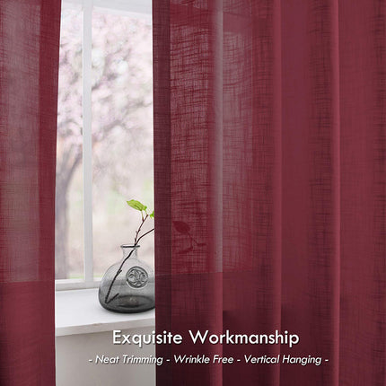 Grommet Top rustico lino lino texture semi trasparenti tende per soggiorno camera da letto (2 pannelli)