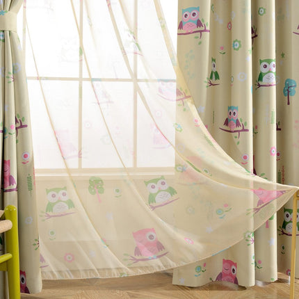 Melodieux Cartoon Trees Прозрачные шторы из вуали с карманами для детской комнаты (1 панель)