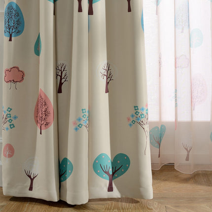Melodieux 84 inch Grommet Window Drapes Cartoon Trees Kids Living Room Blackout Curtain(1 Panel)