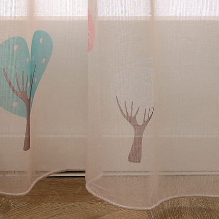 Melodieux Cartoon Trees Sheer Rod Pocket Voile Curtains for Kids Room(1 Panel)