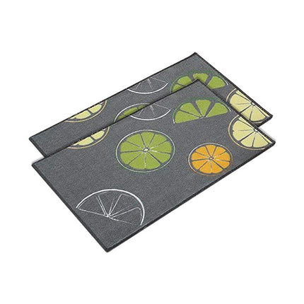Washable Lemon Design Kitchen Mats Set Non-Slip Rubber Backing Floor Rugs Melodieux