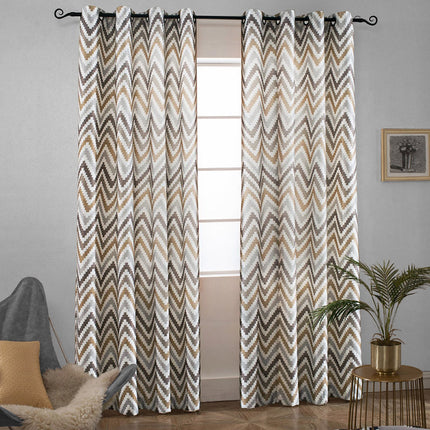 Melodieux Chevron Grommet Top Pattern Window Curtains for Living Room(1 Panel)