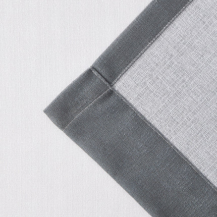 Farmhouse Faux Linen Color Block Striped White Grey Sheer Curtains Melodieux (2 Panels)