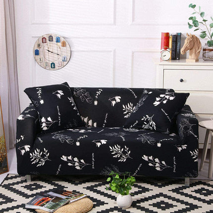 Stretch Sofabezüge 2-Sitzer Schwarz Couch mit Blumendruck Universelle elastische Sofabezüge für Zweisitzer