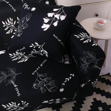 Эластичные чехлы для дивана 2-местный черный чехол для дивана с цветочным принтом Универсальные эластичные чехлы для дивана для Loveseat