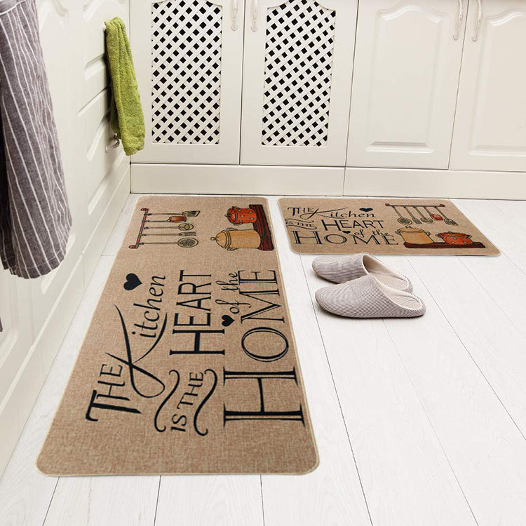 Comfort Padded Rubber Back 2 Pieces Room Rugs Set Kitchen Floor Mats