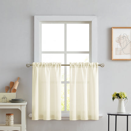 Melodieux Semi Sheer Tier Cafe Curtains 36 Inch Length for Kitchen (2 Panels)