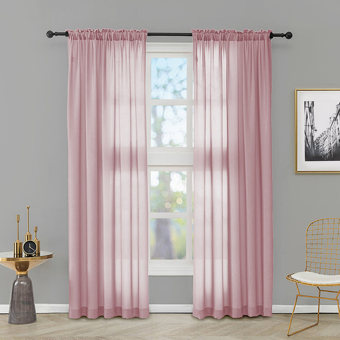 Soft Texture Rod Pocket White Velvety Semi Sheer Curtains 96 Inches Long (2 Panels)