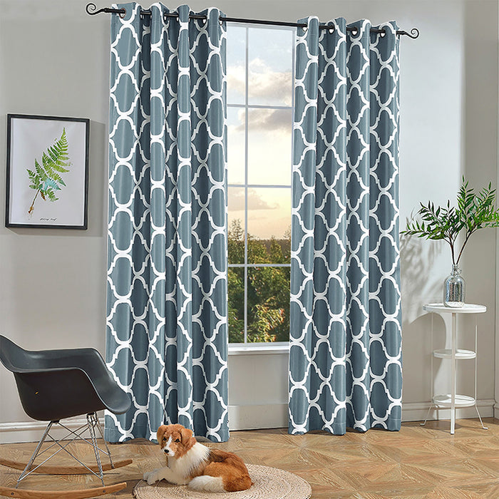 Melodieux Dusty Blue Blackout Moroccan Curtains