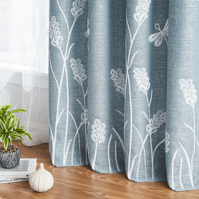 Melodieux Design Auqa Blue Embroidery Curtains