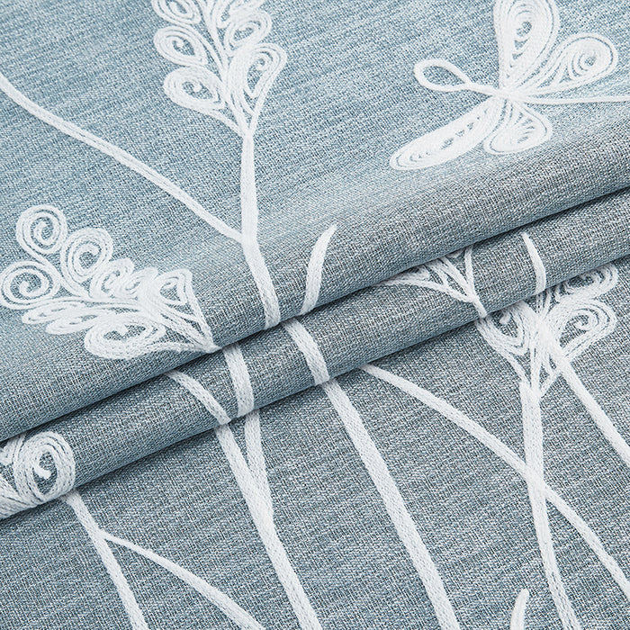 Melodieux Home Furnishing Auqa Blue Embroidery Curtains