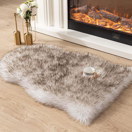 Super Soft Fluffy Shaggy Sofa Pad No Shedding Faux Sheepskin Plush Area White Rugs for Living Room
