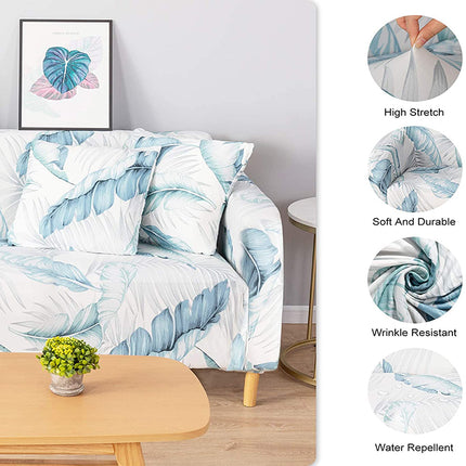 Stretch-Sofa-Abdeckungen 3-Sitzer blau floral bedruckte Couch-Abdeckung Universal-elastische Sofa-Slip covers für 3 Kissen-Couches