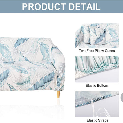 Blue Leaf Elastic Slipcovers Stretch 3 Seater Couch Sofa Covers