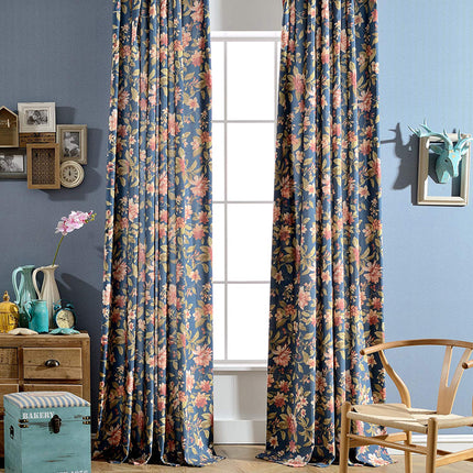 Melodieux Blooming Flower Print Vintage Style Drapes Room Darkening Grommet Curtains for Living Room (2 Panels)