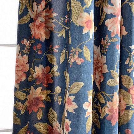 Melodieux Blooming Flower Print Vintage Style Drapes Room Darkening Grommet Curtains for Living Room (2 Panels)