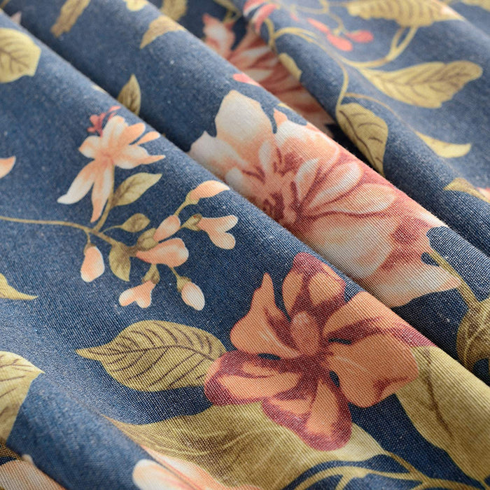 Melodieux Blooming Flower Print Vintage Style Drapes Room Darkening Grommet Curtains for Living Room (2 Panels)