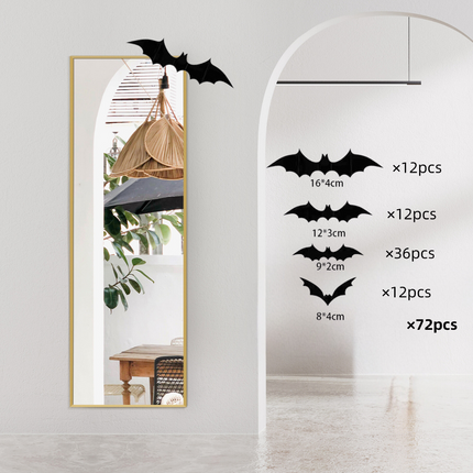 Melodieux Nano Glass Full-Length Floor Mirror for Elegant Home Furnishings with 3D Bat Stickers